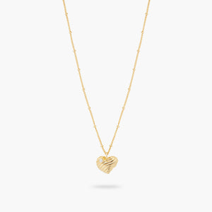 Ripple Effect Heart and Cubic Zirconia Pendant Necklace