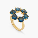 Ocean Blue Diamantine Fine 6 Round Stone Ring