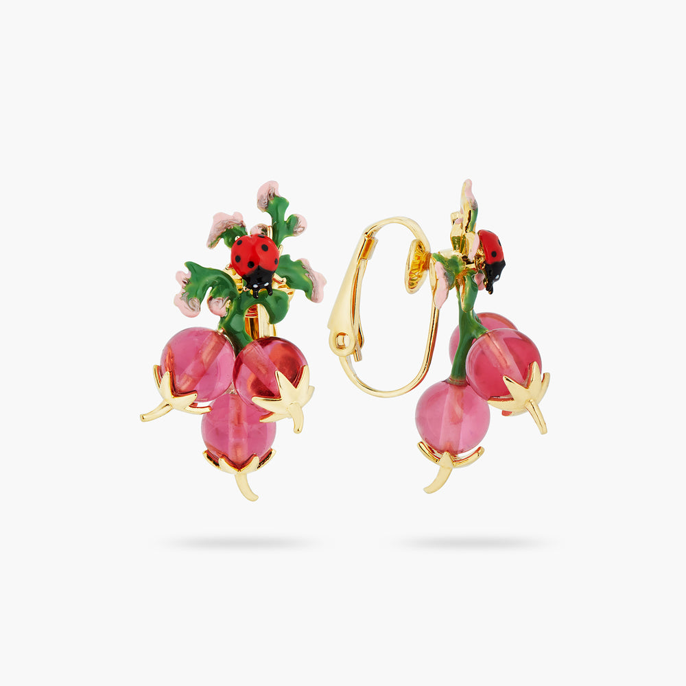 Radish and Ladybird Clip-On Earrings