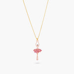 Ballerina and Enameled Flower Bouquet Pendant Necklace