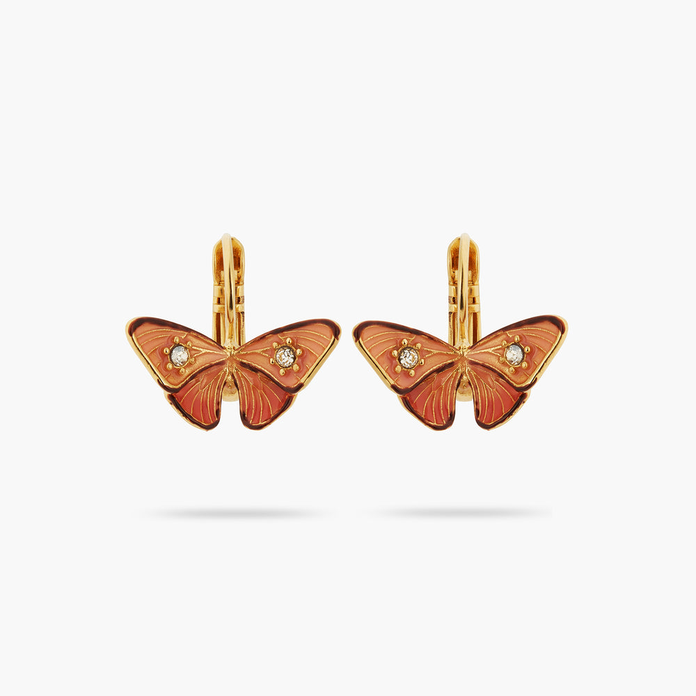 Les Néréides Loves Animals Enameled Butterfly and Stone Sleeper Earrings