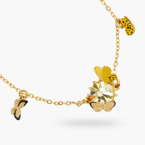 Les Néréides Loves Animals Colorful Butterfly and Cut-Glass Stone Charm Bracelet