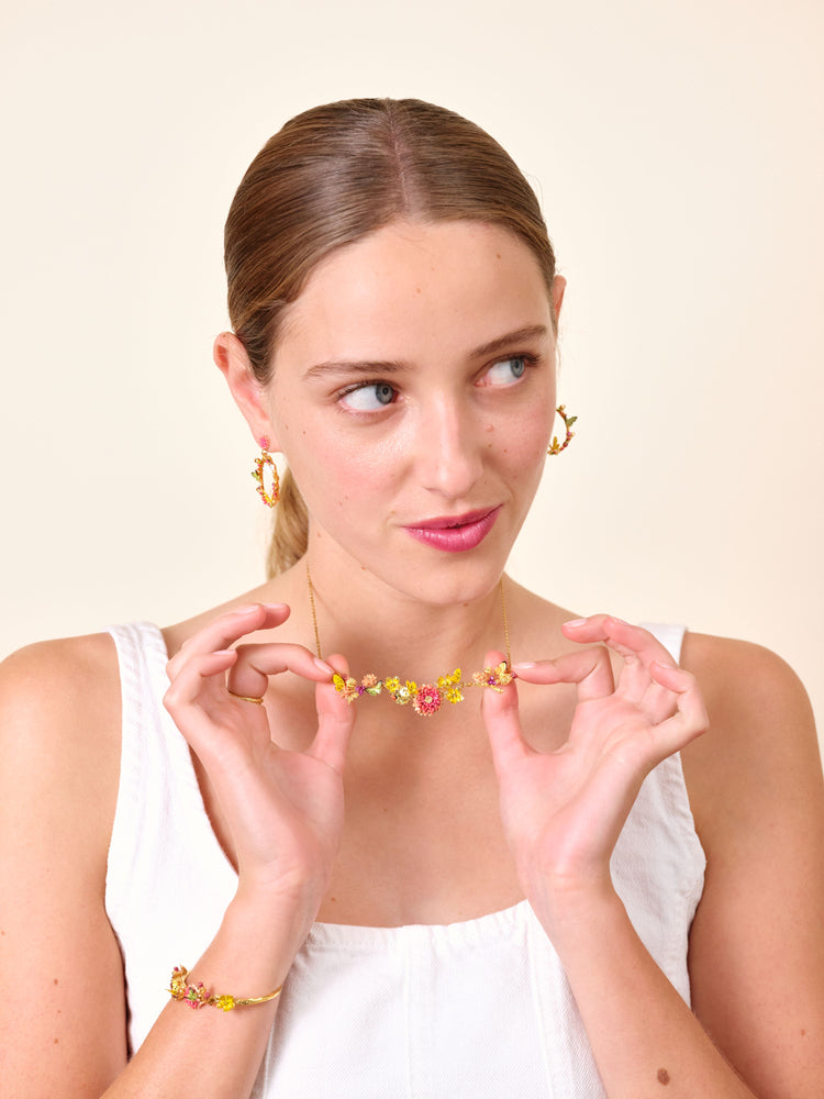 Les Néréides Loves Animals Butterfly Field, Flower and Stone Statement Necklace
