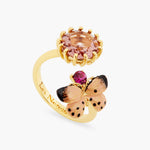 Les Néréides Loves Animals Butterfly and Round Stone You and Me Adjustable Ring
