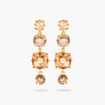 Apricot Pink Diamantine 4 Stone Dangling Post Earrings
