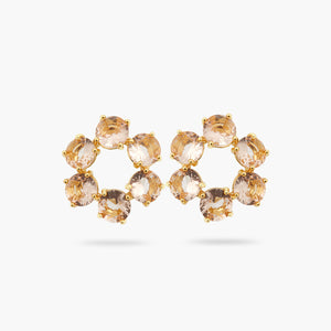 Apricot Pink Diamantine 6 Round Stone Post Earrings