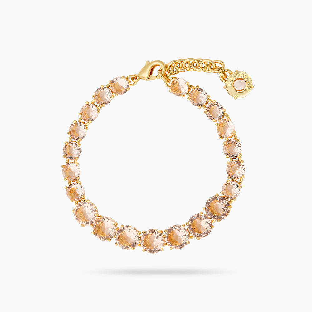 Apricot Pink Diamantine Single Row Fine Bracelet