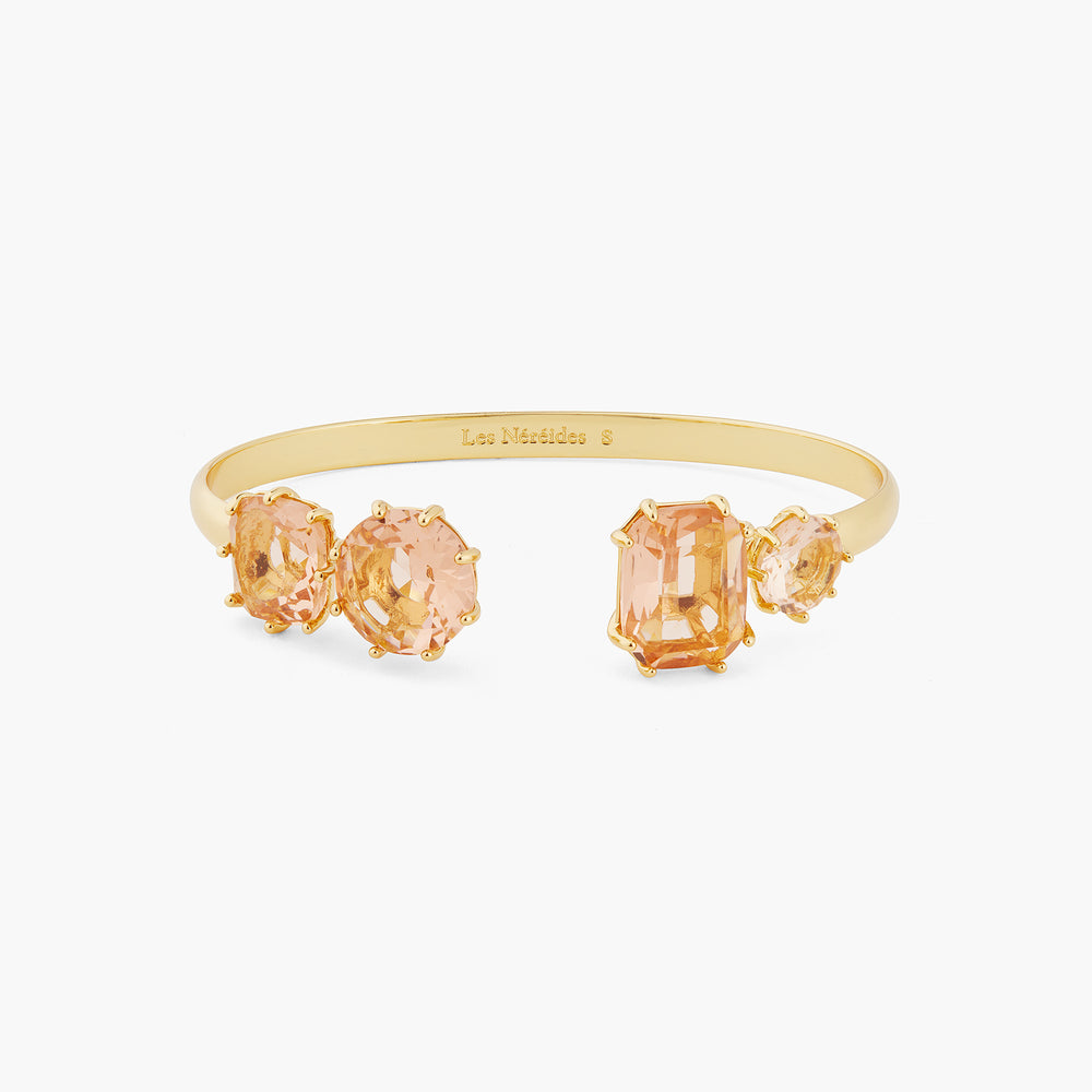 Apricot Pink Diamantine 4 Stone Bangle Bracelet