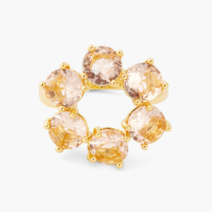 Apricot Pink Diamantine 6 Stone Fine Ring