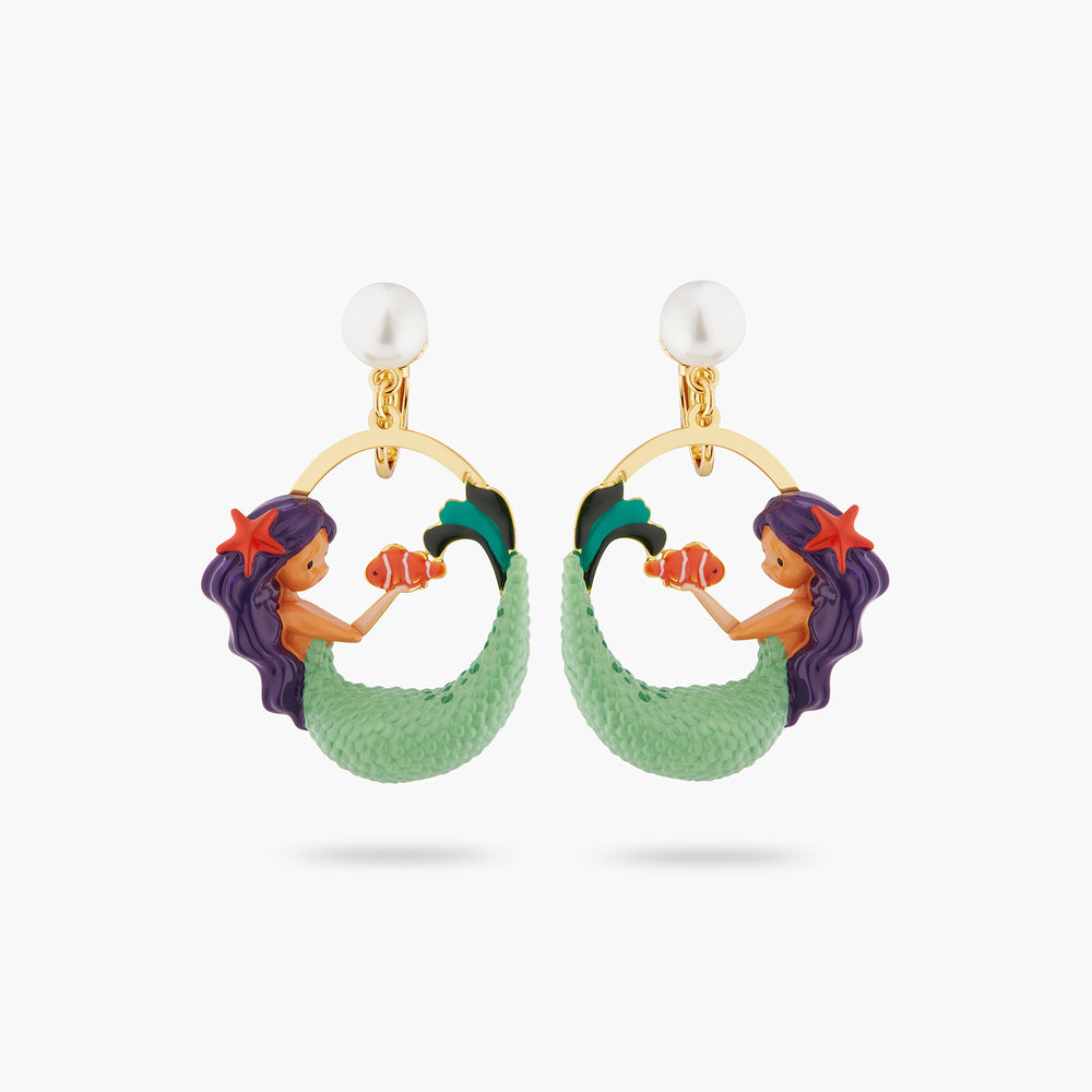 M2 Mermaid and Pearl Clip-On Earrings