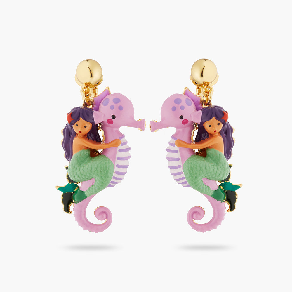 N2 Mermaid and Seahorse Clip-On Earrings