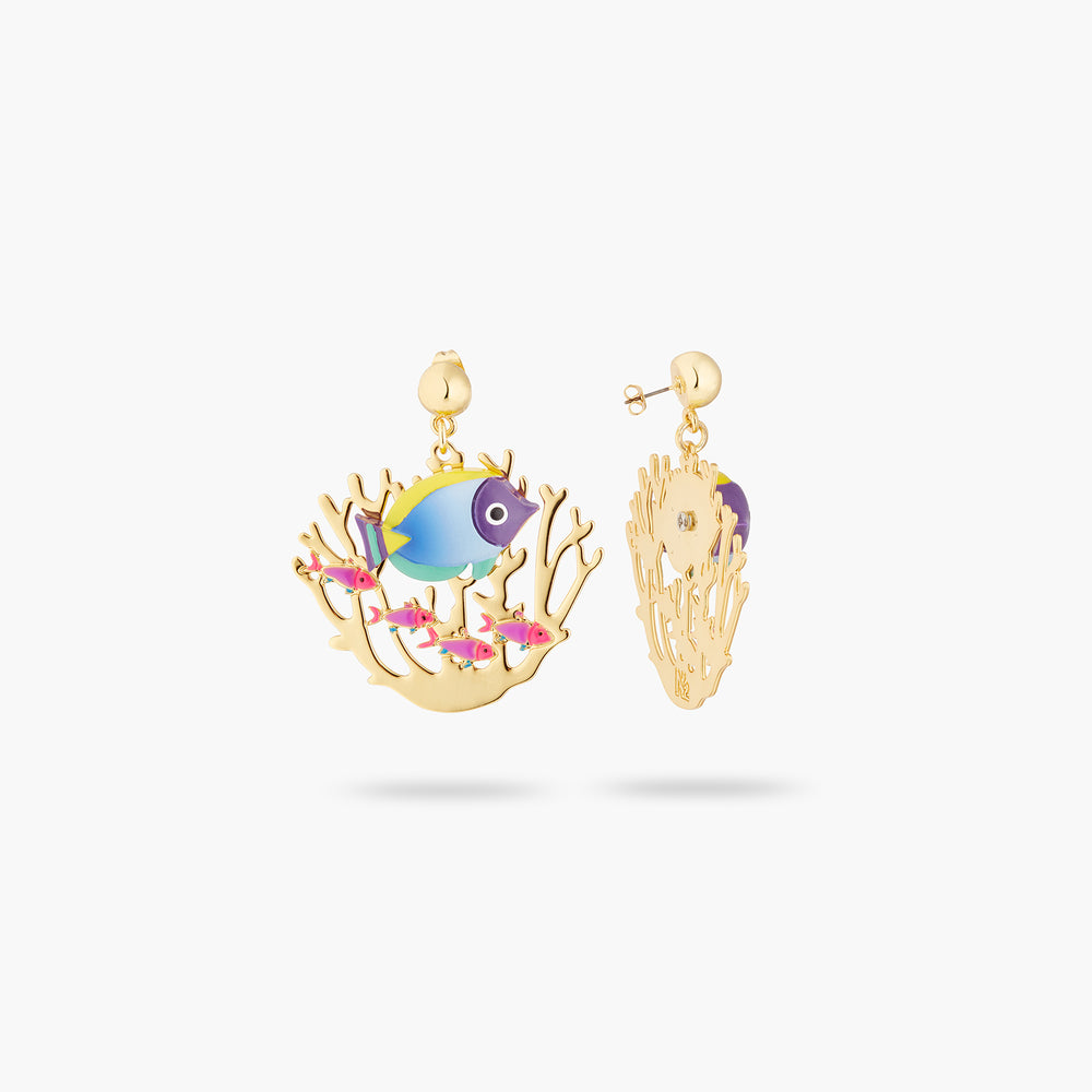 N2 Golden Fish and Coral Post Earrings