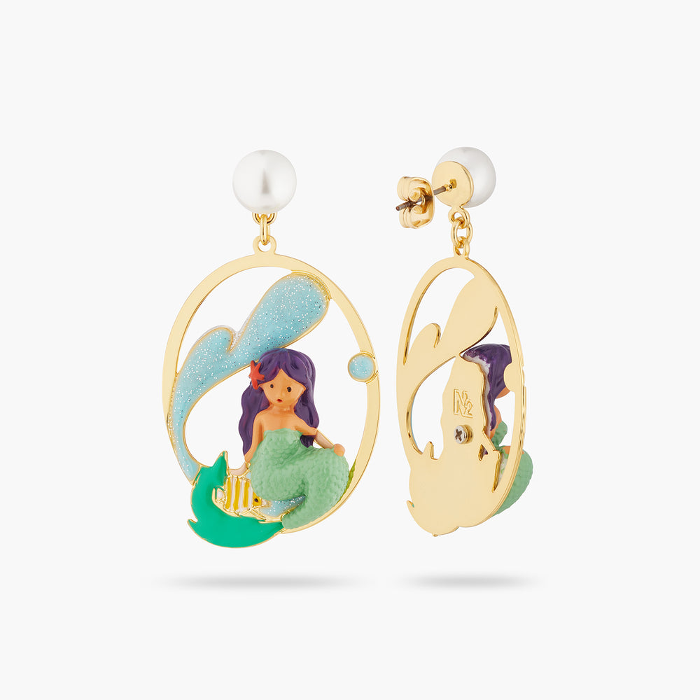 N2 Mermaid and Wave Post Earrings