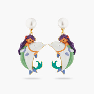 N2 Mermaid and Dolphin Post Earrings