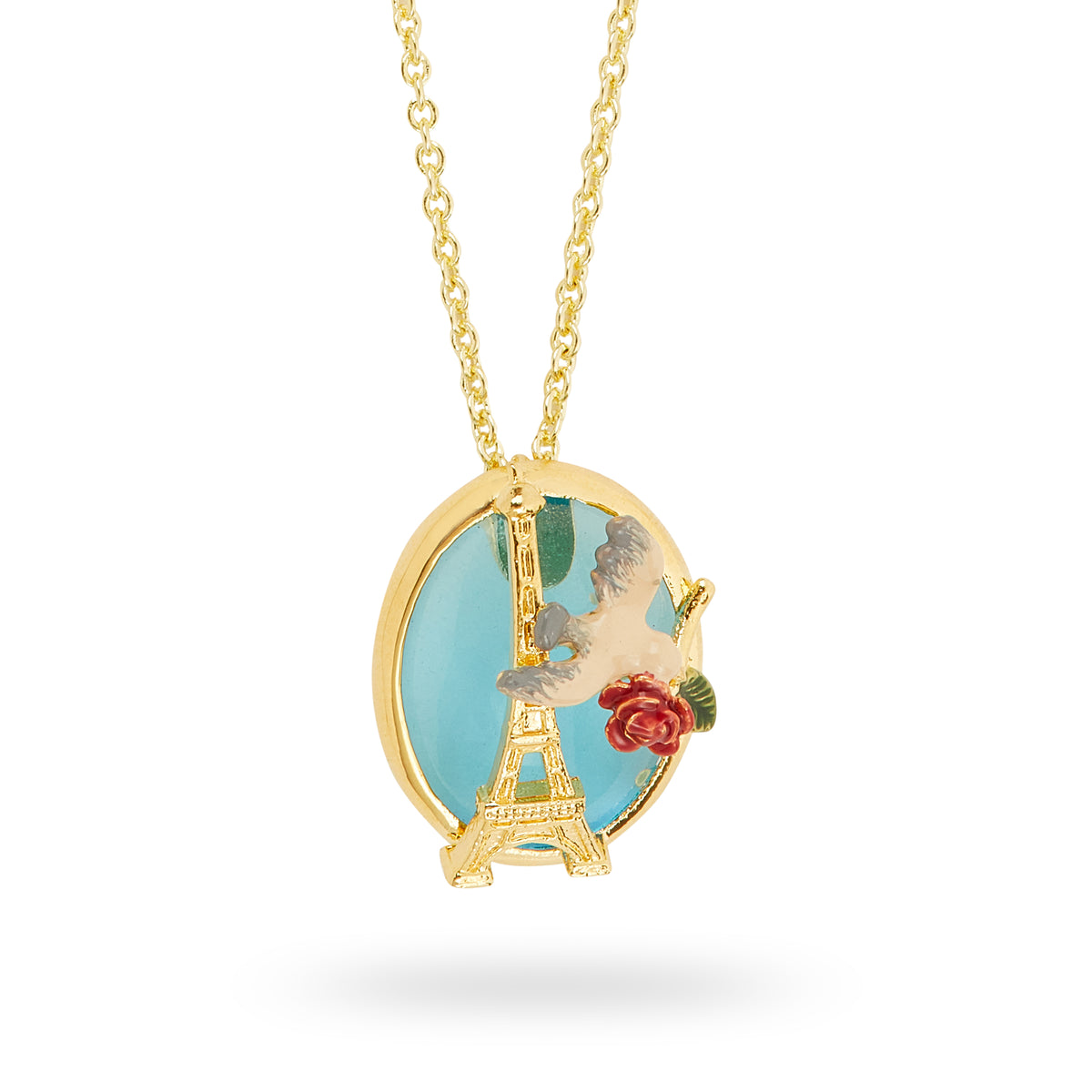 Eiffel Tower, Sparrow and Rose Pendant Necklace – Les Néréides
