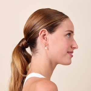Asymmetrical Seashell and Mother of Pearl Bead Post Earrings