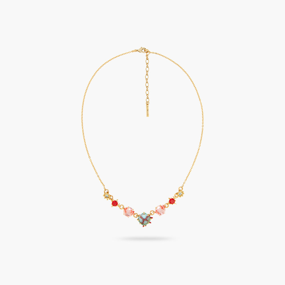 Coral and Cut-Glass Tone Statement Necklace