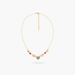 Coral and Cut-Glass Tone Statement Necklace