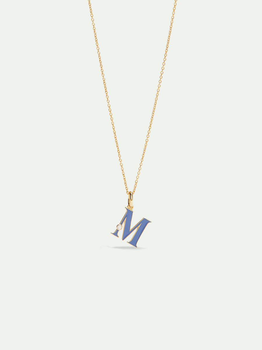 ☆MARS MARK☆ MS Lettering Link Necklace M105 Diamond 10K Yellow Gold Letter 