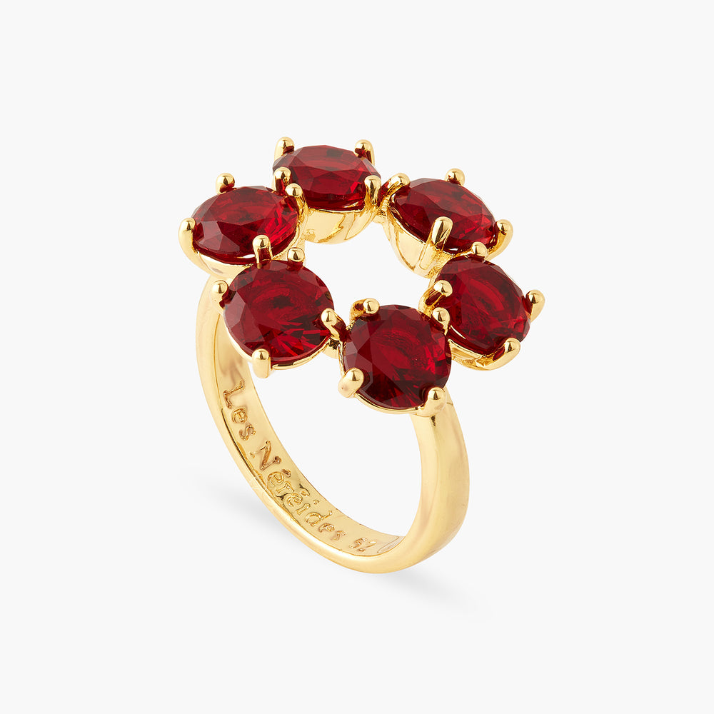 Garnet Red Diamantine 6 Stone Fine Ring