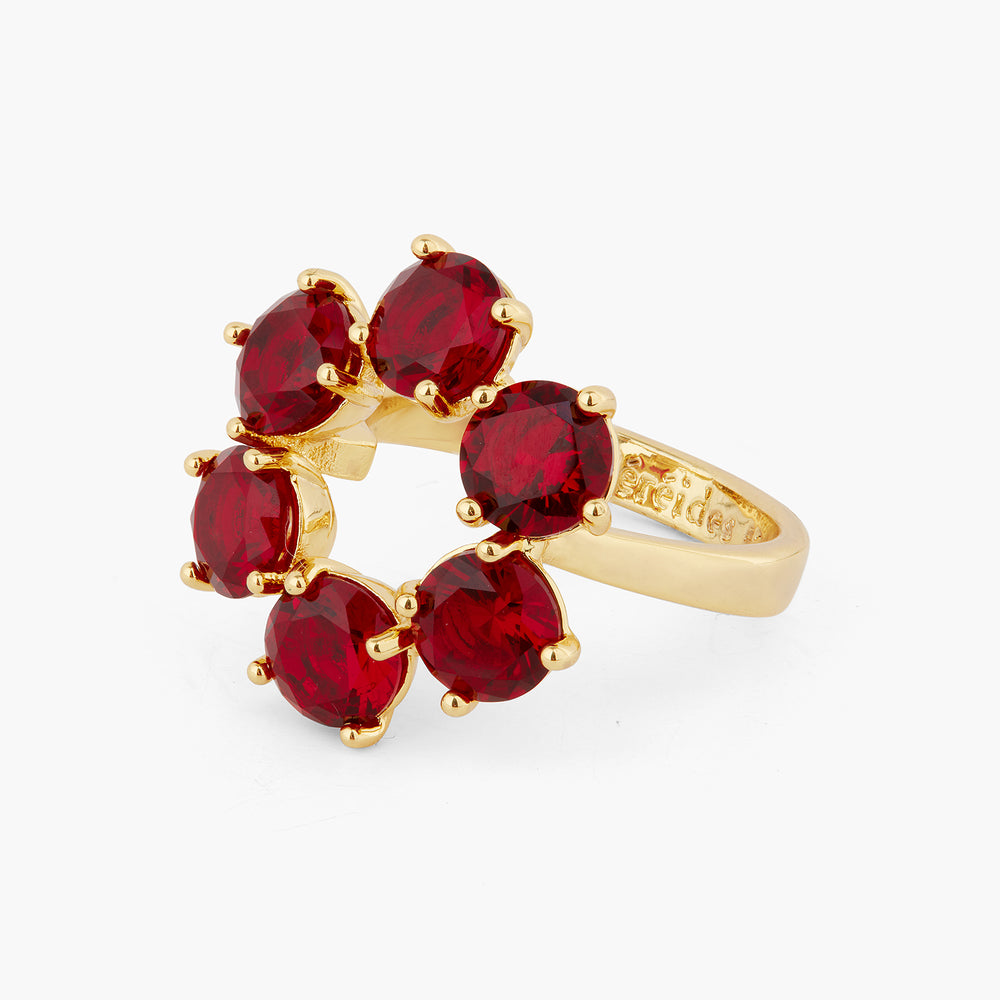 Garnet Red Diamantine 6 Stone Fine Ring