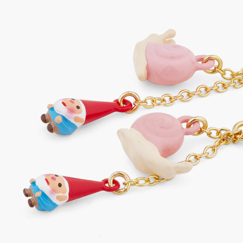 Garden Gnome and Snail Clip-on Earrings
