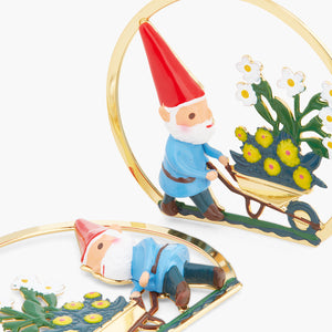 Garden Gnome and Flower Picking Clip-on Earrings