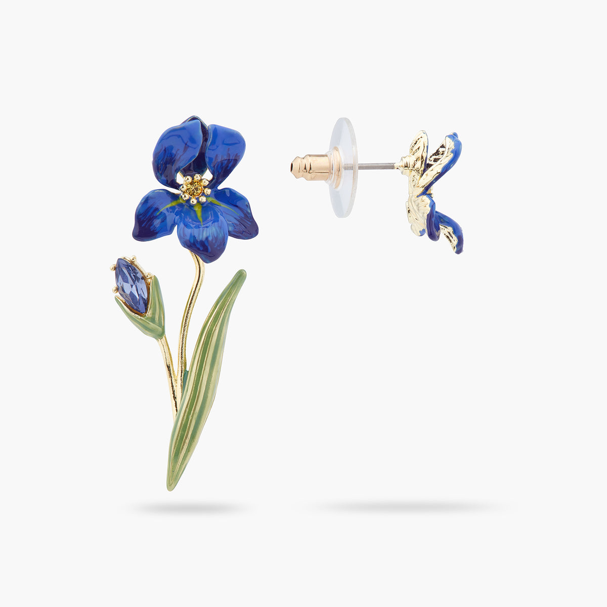 Siberian Iris Asymmetrical Post Earrings