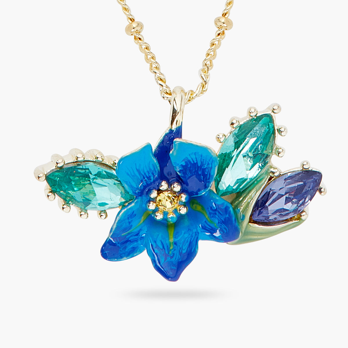 Siberian Iris and Faceted Glass Pendant Necklace – Les Néréides