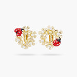 Anemone Halo and Ladybird Asymmetrical Clip-on Earrings