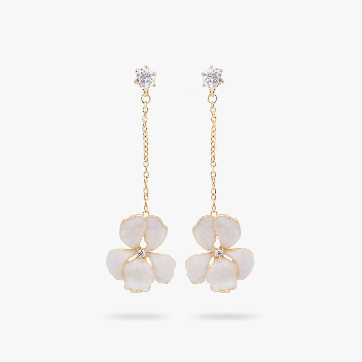 White Iris Pendant Post Earrings – Les Néréides