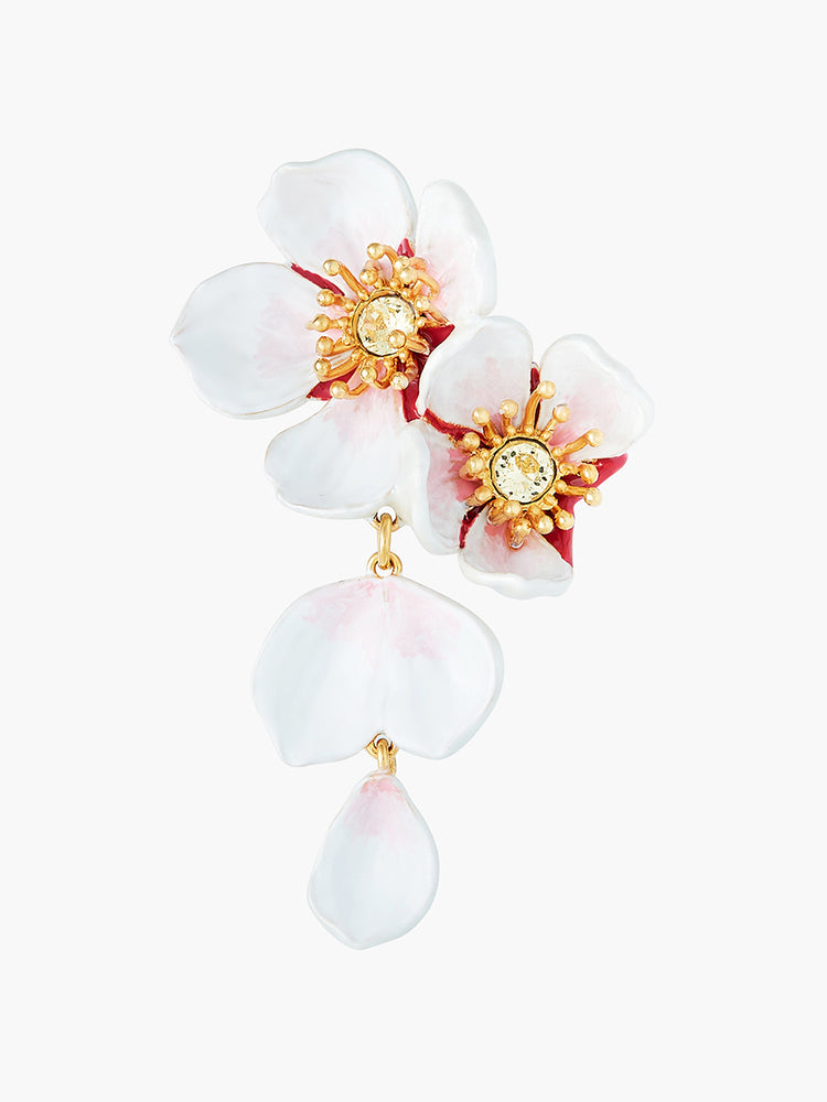 White Cherry Blossom Dangling Earrings