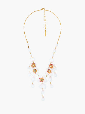 White Cherry Blossom and Petals Collar Necklace
