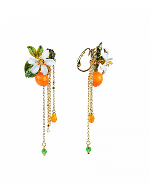 Gardens In Provence Orange Blossom Chain Clip Earrings
