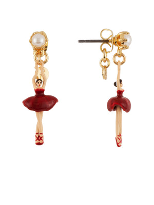 MINI PAS DE DEUX WITH RED MINI BALLERINA AND PEARL STUD EARRINGS
