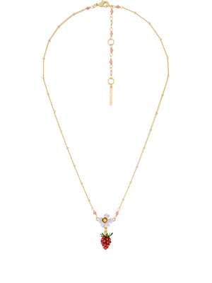 Royal Gardens Strawberry and White Flower Necklace