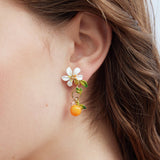 Gardens In Provence Orange Clip-On Drop Earrings