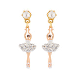 MINI LUXURY PAS DE DEUX MINI BALLERINA WITH SILVER CRYSTALS STUD EARRINGS