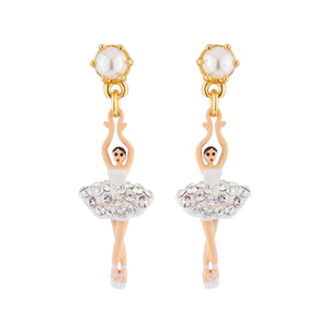 MINI LUXURY PAS DE DEUX MINI BALLERINA WITH SILVER CRYSTALS STUD EARRINGS
