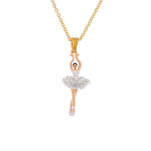MINI LUXURY PAS DE DEUX MINI BALLERINA WITH SILVER CRYSTALS NECKLACE