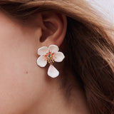 White Cherry Blossom Post Earrings