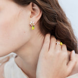 Lemon and White Flower Post Earrings