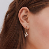 Lemon and Lemon White Blossom Post Hoop Earrings