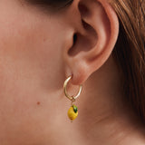 Lemon and Lemon White Blossom Post Hoop Earrings