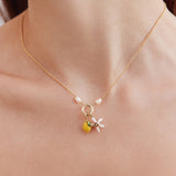 Lemon and Lemon Blossom Pendant Necklace