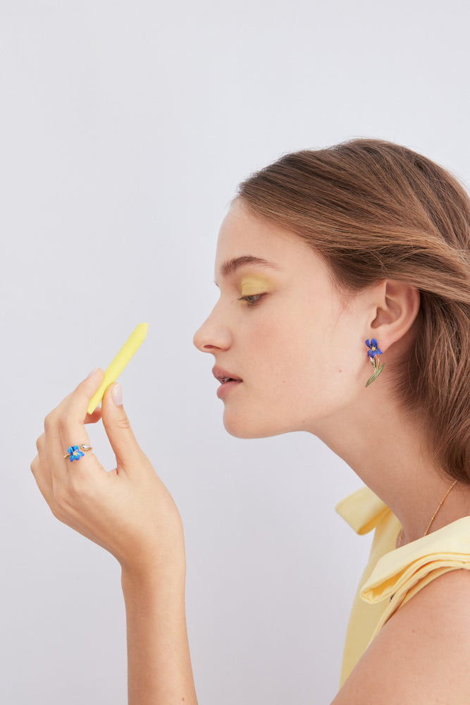 Siberian Iris Asymmetrical Post Earrings – Les Néréides