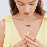 Siberian Iris and Faceted Glass Fine Necklace