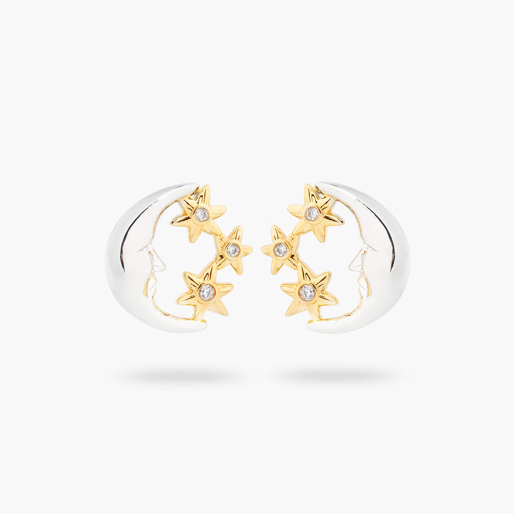 Moon and Star Post Earrings
