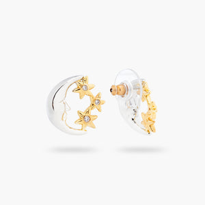 Moon and Star Post Earrings