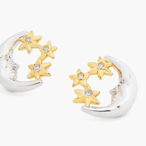 Moon and Star Post Earrings